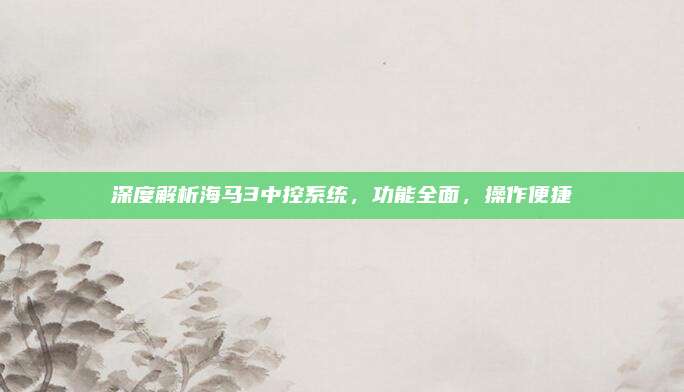 深度解析海马3中控系统，功能全面，操作便捷