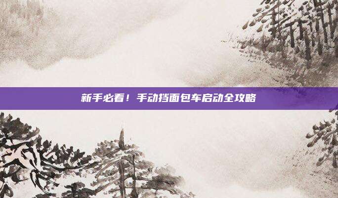 新手必看！手动挡面包车启动全攻略