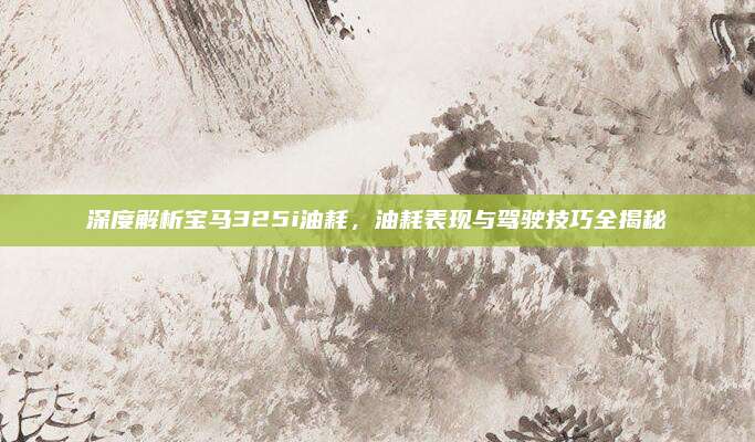 深度解析宝马325i油耗，油耗表现与驾驶技巧全揭秘