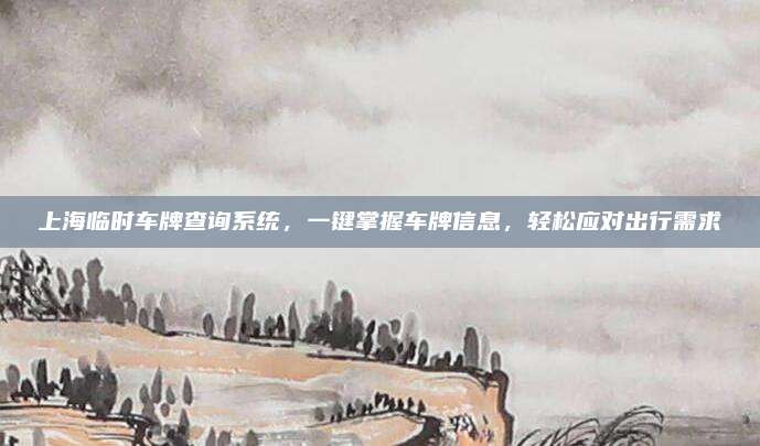 上海临时车牌查询系统，一键掌握车牌信息，轻松应对出行需求