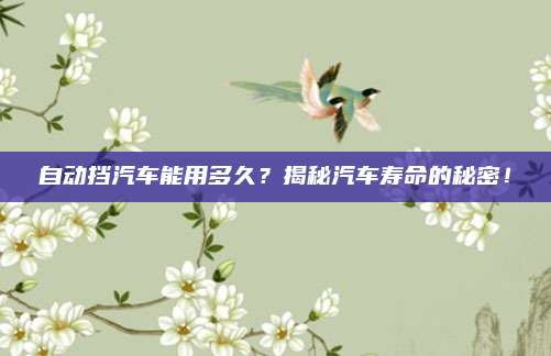 自动挡汽车能用多久？揭秘汽车寿命的秘密！
