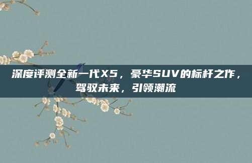 深度评测全新一代X5，豪华SUV的标杆之作，驾驭未来，引领潮流