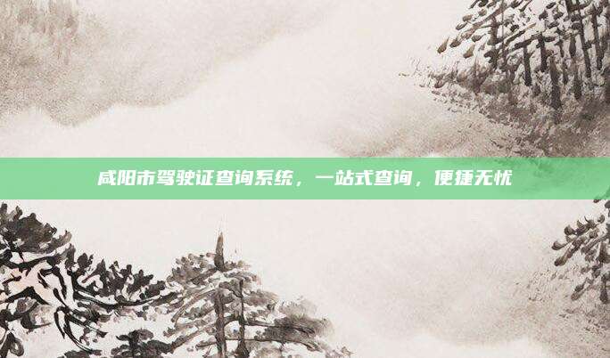 咸阳市驾驶证查询系统，一站式查询，便捷无忧