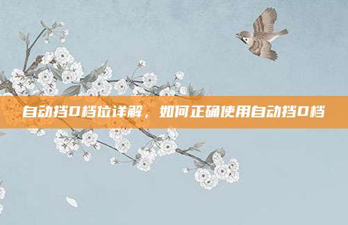 自动挡D档位详解，如何正确使用自动挡D档
