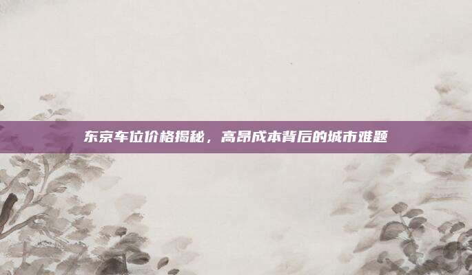 东京车位价格揭秘，高昂成本背后的城市难题