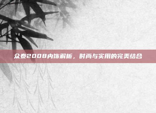 众泰2008内饰解析，时尚与实用的完美结合