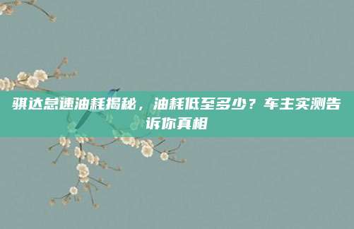 骐达怠速油耗揭秘，油耗低至多少？车主实测告诉你真相