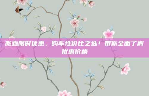 傲跑限时优惠，购车性价比之选！带你全面了解优惠价格