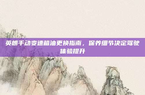 英朗手动变速箱油更换指南，保养细节决定驾驶体验提升