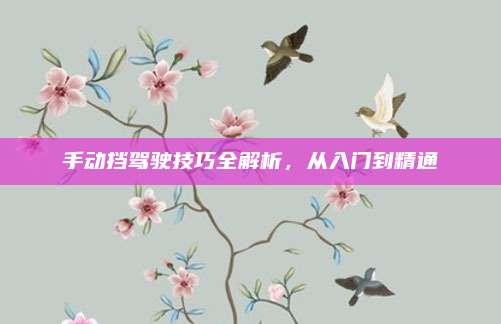 手动挡驾驶技巧全解析，从入门到精通