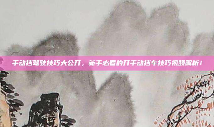 手动挡驾驶技巧大公开，新手必看的开手动挡车技巧视频解析！