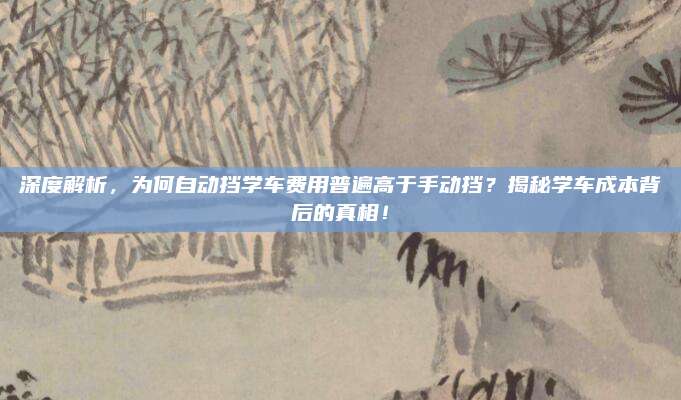 深度解析，为何自动挡学车费用普遍高于手动挡？揭秘学车成本背后的真相！