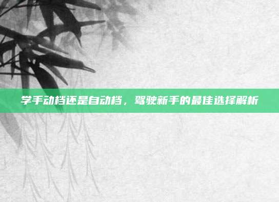 学手动档还是自动档，驾驶新手的最佳选择解析