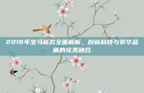 2016年宝马新款全面解析，创新科技与豪华品质的完美融合