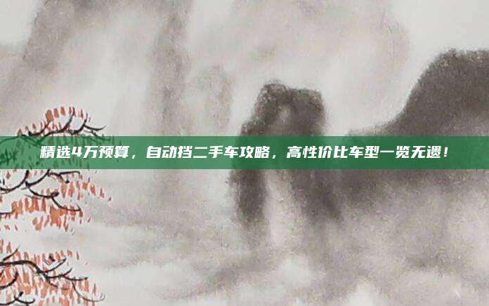精选4万预算,自动挡二手车攻略,高性价比车型一览无遗!