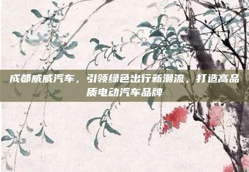 成都威威汽车,引领绿色出行新潮流,打造高品质电动汽车品牌