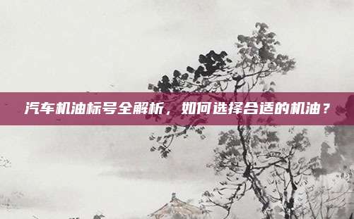 汽车机油标号全解析，如何选择合适的机油？