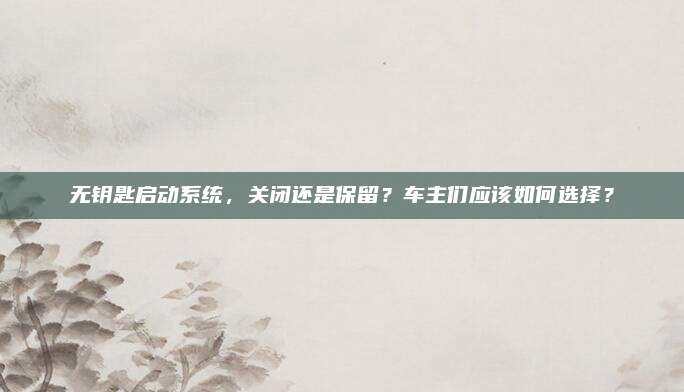 无钥匙启动系统,关闭还是保留?车主们应该如何选择?