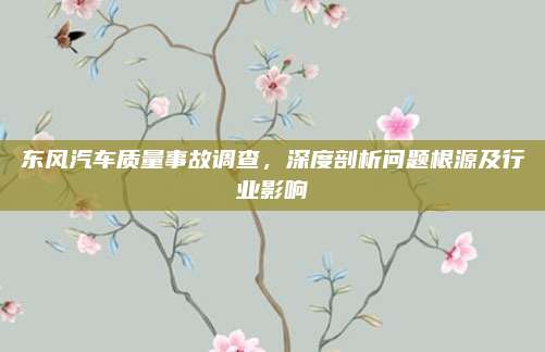 东风汽车质量事故调查，深度剖析问题根源及行业影响