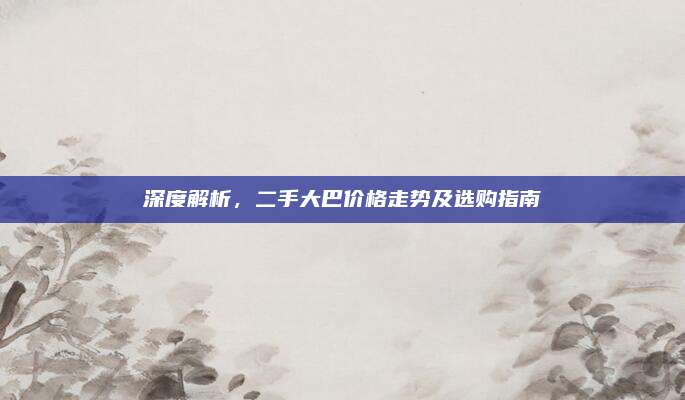 深度解析，二手大巴价格走势及选购指南