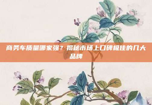 商务车质量哪家强？揭秘市场上口碑极佳的几大品牌