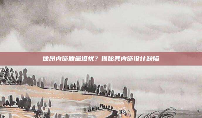 途昂内饰质量堪忧？揭秘其内饰设计缺陷