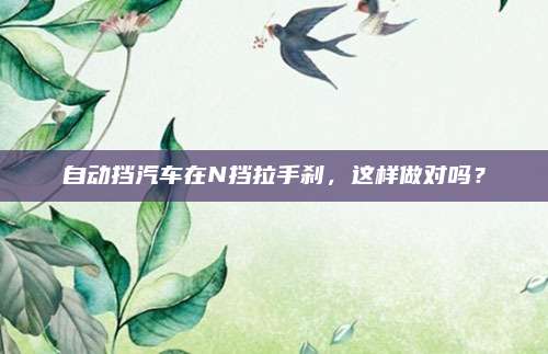 自动挡汽车在N挡拉手刹，这样做对吗？