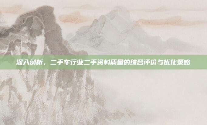 深入剖析，二手车行业二手资料质量的综合评价与优化策略