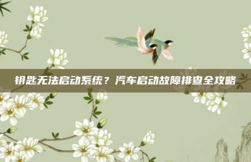 钥匙无法启动系统？汽车启动故障排查全攻略