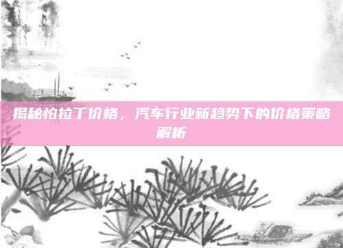 揭秘怕拉丁价格,汽车行业新趋势下的价格策略解析