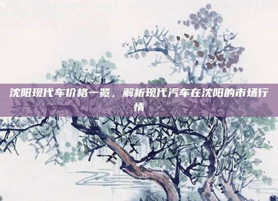 沈阳现代车价格一览,解析现代汽车在沈阳的市场行情