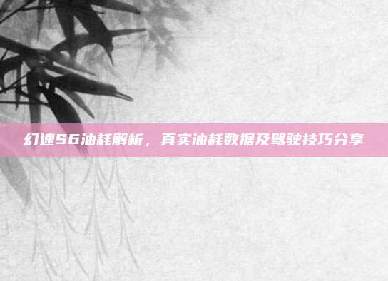 幻速S6油耗解析,真实油耗数据及驾驶技巧分享