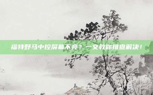 福特野马中控屏幕不亮?一文教你排查解决!