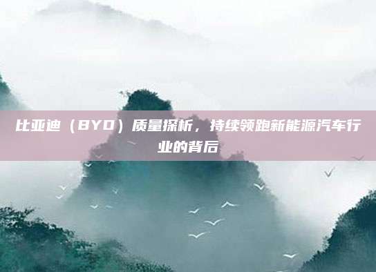 比亚迪(BYD)质量探析,持续领跑新能源汽车行业的背后