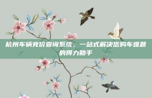 杭州车辆竞价查询系统，一站式解决您购车难题的得力助手