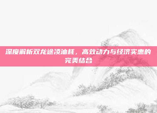 深度解析双龙途凌油耗,高效动力与经济实惠的完美结合