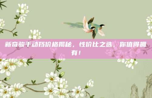 新奇骏手动挡价格揭秘,性价比之选,你值得拥有!