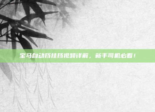 宝马自动挡挂挡视频详解,新手司机必看!