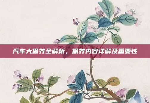汽车大保养全解析,保养内容详解及重要性
