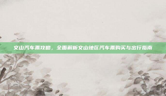 文山汽车票攻略,全面解析文山地区汽车票购买与出行指南