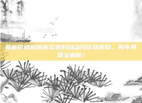 最新价格解析新款猎豹自动挡价格揭晓,购车预算全解析!