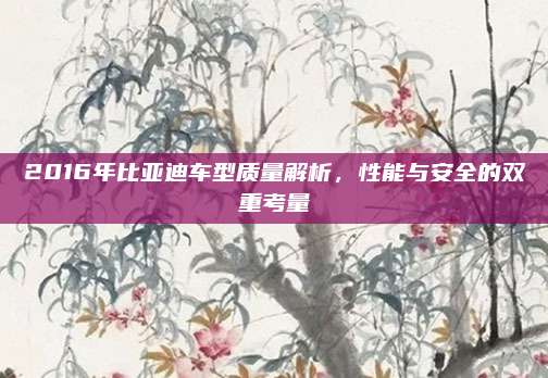 2016年比亚迪车型质量解析,性能与安全的双重考量