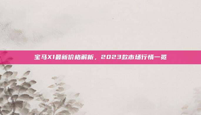 宝马X1最新价格解析,2023款市场行情一览
