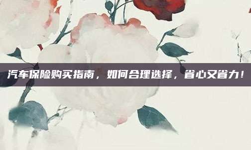 汽车保险购买指南,如何合理选择,省心又省力!