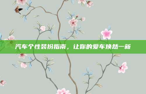 汽车个性装扮指南,让你的爱车焕然一新