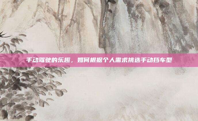 手动驾驶的乐趣,如何根据个人需求挑选手动挡车型