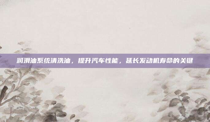 润滑油系统清洗油,提升汽车性能,延长发动机寿命的关键