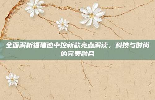 全面解析福瑞迪中控新款亮点解读,科技与时尚的完美融合