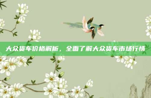 大众货车价格解析,全面了解大众货车市场行情