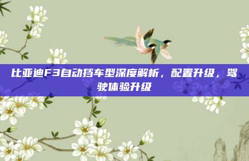 比亚迪F3自动挡车型深度解析,配置升级,驾驶体验升级